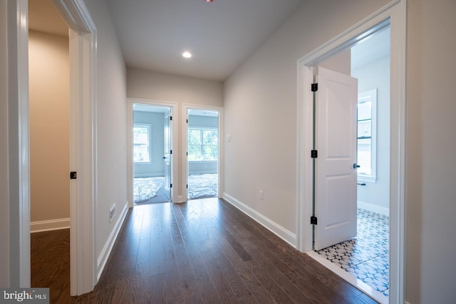 hall featuring dark hardwood / wood-style flooring