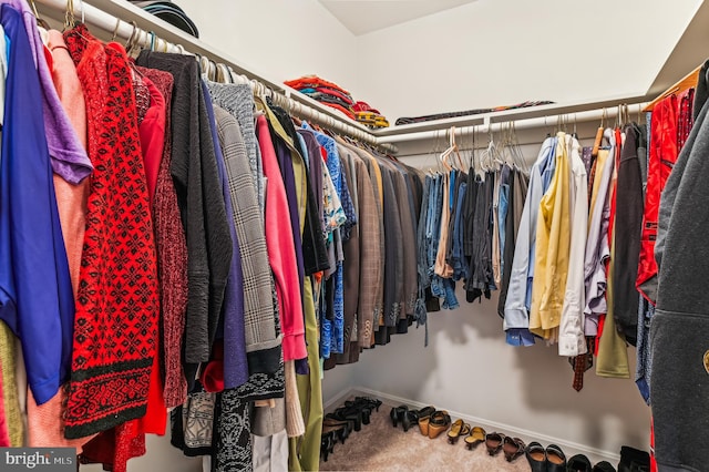 spacious closet with carpet floors