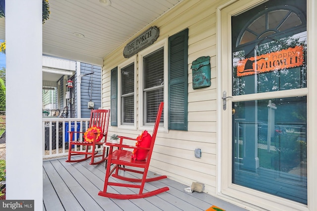 wooden deck with covered porch