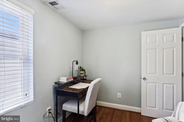 office featuring dark wood-type flooring