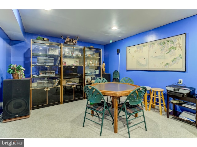 view of carpeted dining room