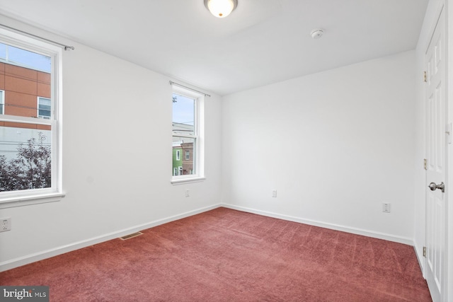 unfurnished room with carpet flooring and a wealth of natural light