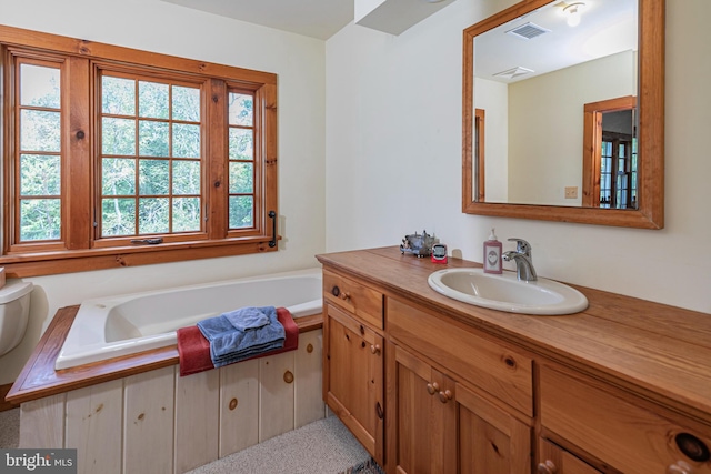 bathroom featuring vanity and a bathtub