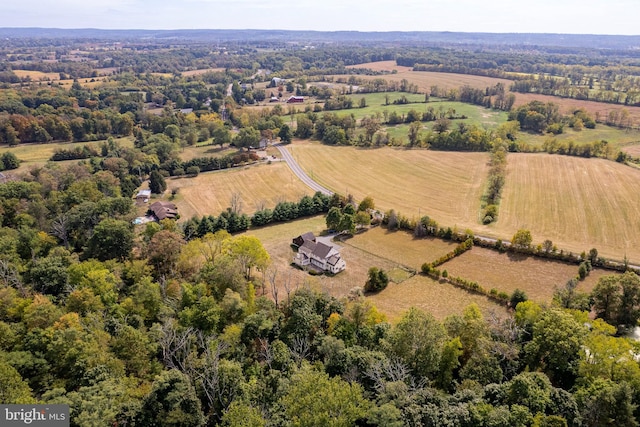 drone / aerial view featuring a rural view