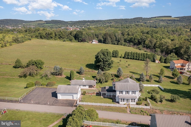 aerial view featuring a rural view