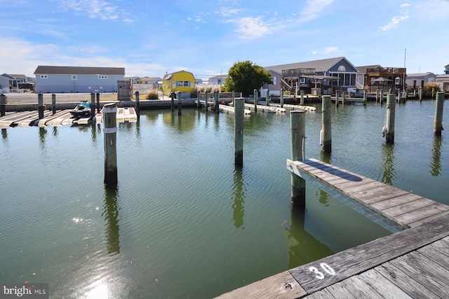 view of dock featuring a water view