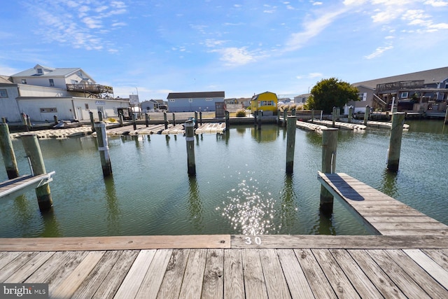 view of dock featuring a water view