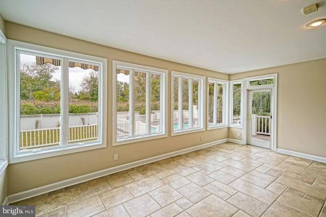 view of unfurnished sunroom