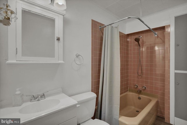 full bathroom featuring vanity, toilet, and shower / bath combo with shower curtain