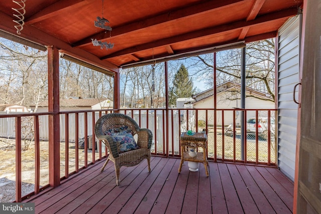 deck featuring an outdoor structure