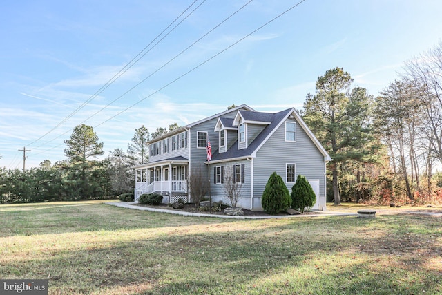 view of front property with a porch and a front yard