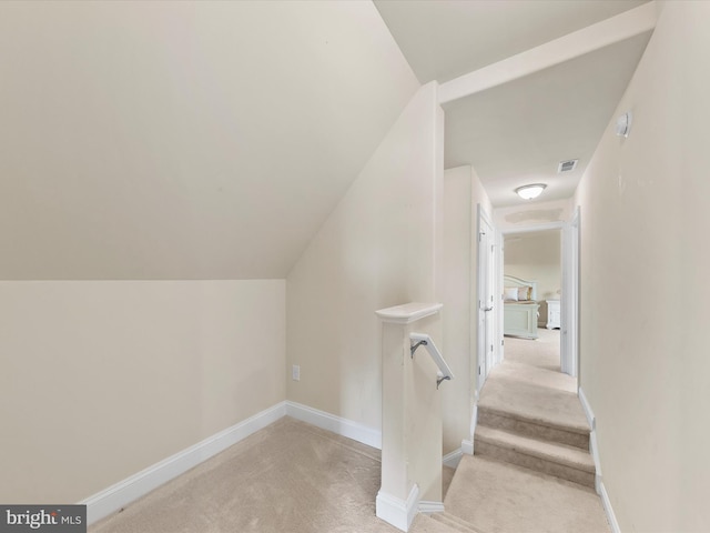 additional living space with lofted ceiling and light colored carpet