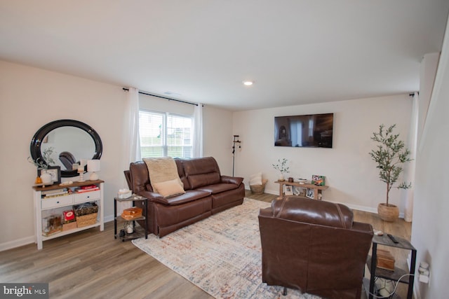 living room with hardwood / wood-style flooring