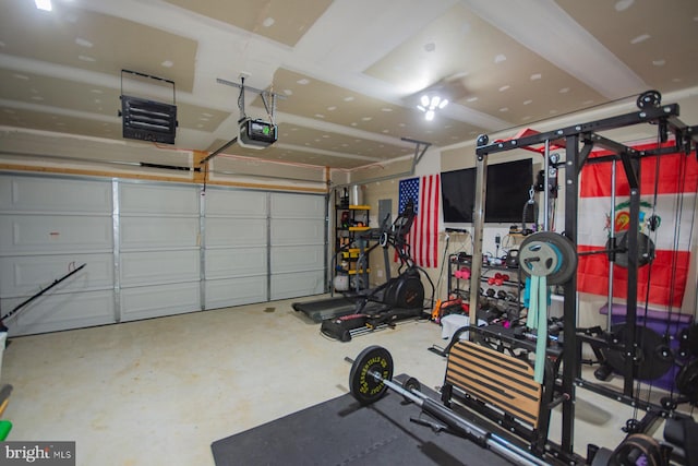 garage with a garage door opener