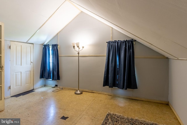 interior space featuring lofted ceiling