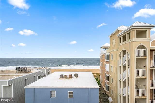 property view of water featuring a view of the beach