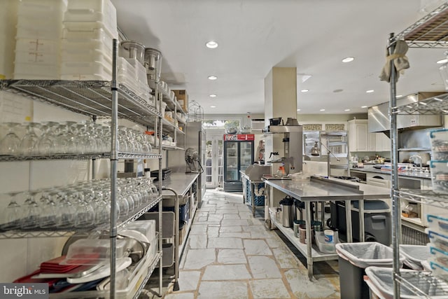 kitchen with white cabinets