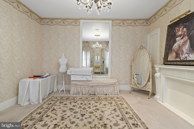 bathroom featuring an inviting chandelier