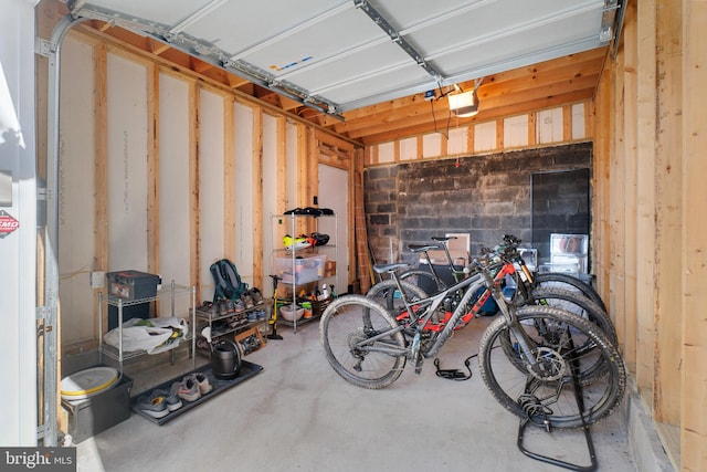 garage with a garage door opener