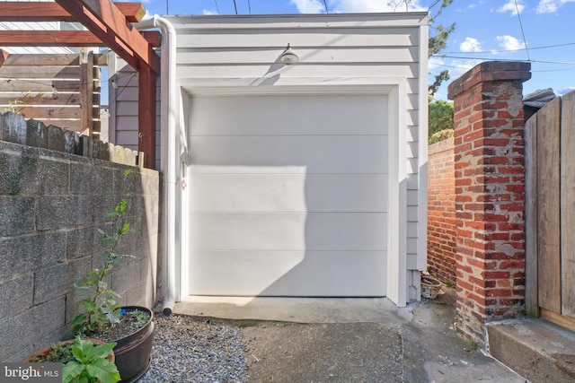 view of garage