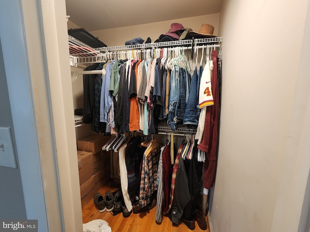 walk in closet featuring hardwood / wood-style flooring