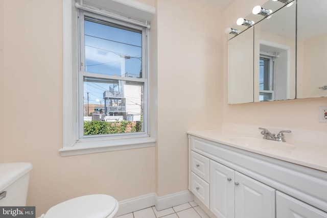 bathroom featuring vanity, toilet, and tile patterned floors