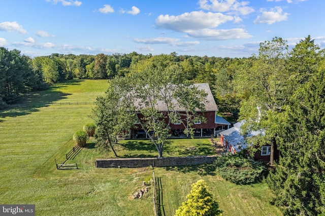 aerial view featuring a rural view