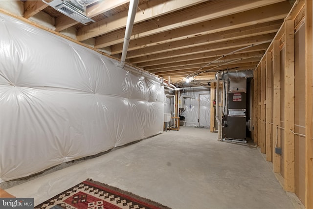 basement with heating unit