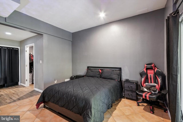 bedroom featuring light hardwood / wood-style flooring