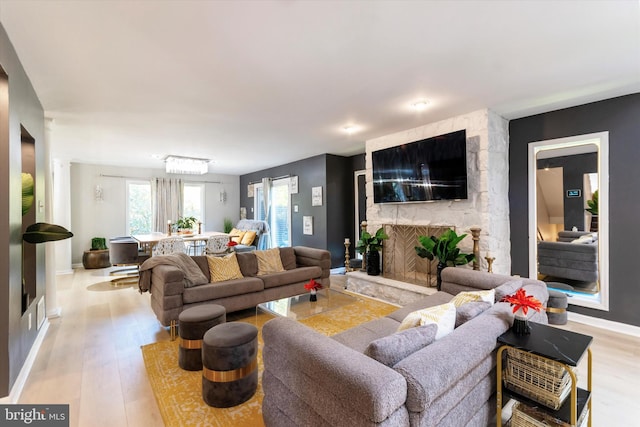 living room featuring light wood-type flooring