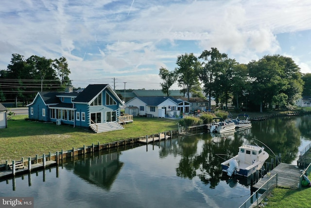 property view of water with a boat dock