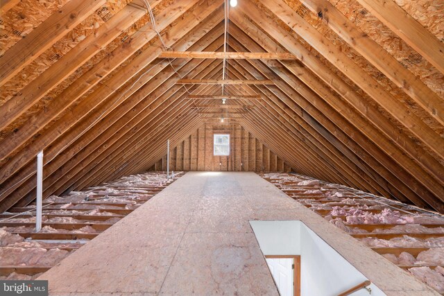 view of unfinished attic