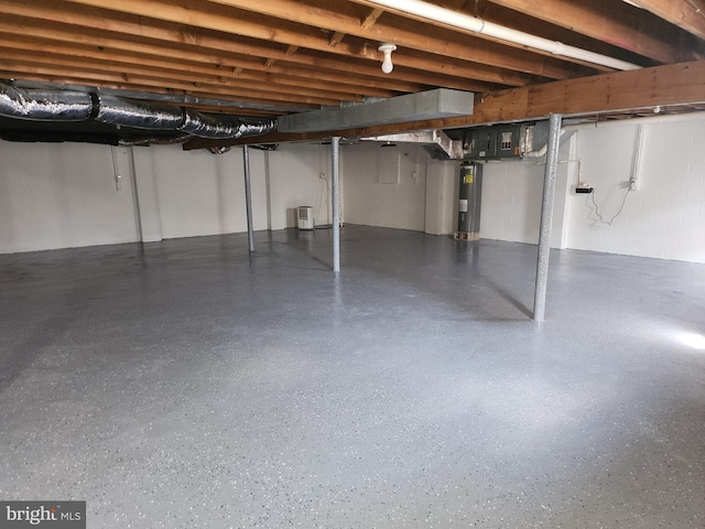 basement with water heater