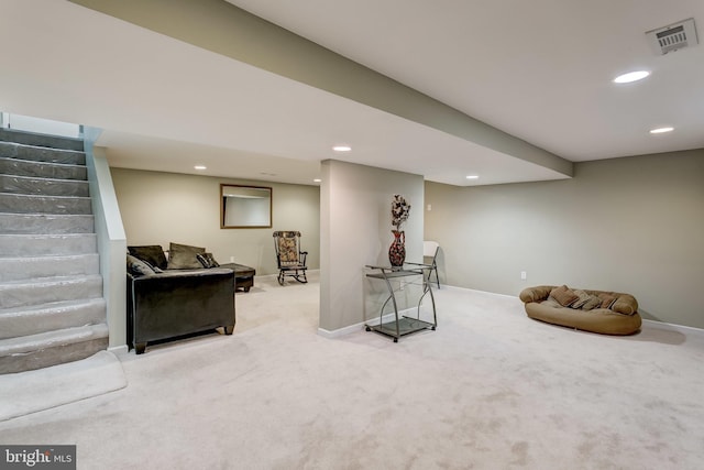 basement with carpet floors