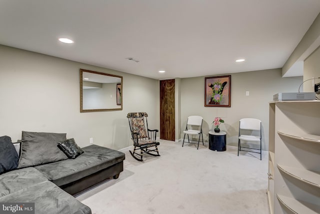 living room featuring carpet floors