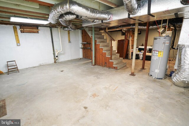 basement with water heater