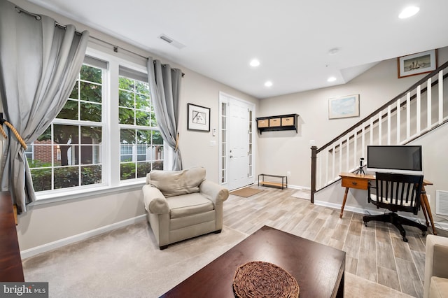 living room featuring light hardwood / wood-style flooring