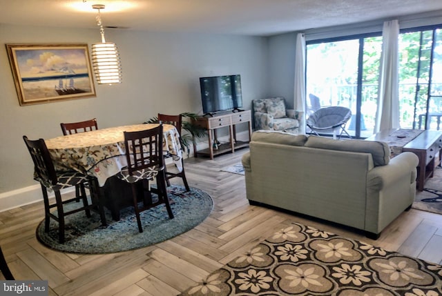 living room with light wood-type flooring