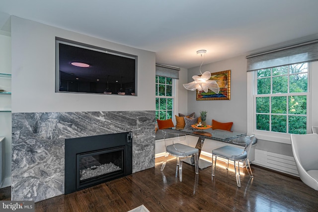 dining room with dark hardwood / wood-style floors