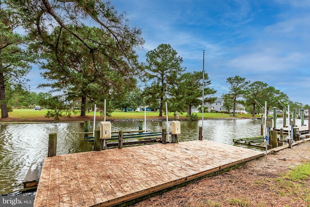 dock area featuring a water view