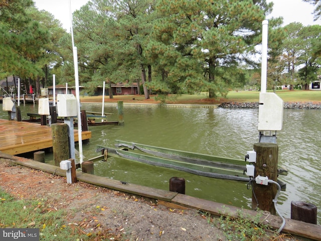 view of dock featuring a water view