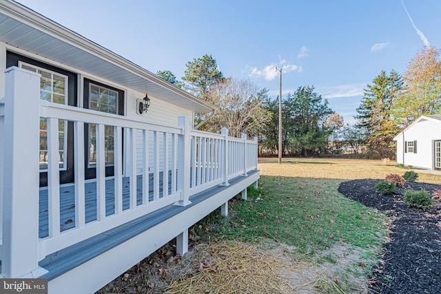 view of yard featuring a deck