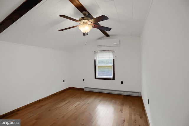 650 Bucks Church Rd, Newport, PA 17074 - additional living space featuring a baseboard heating unit, a wall mounted air conditioner, hardwood / wood-style floors, a ceiling fan, and baseboards
