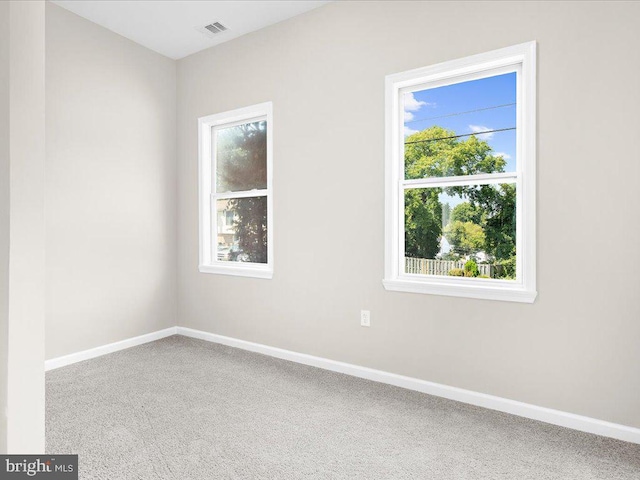 carpeted spare room featuring a healthy amount of sunlight