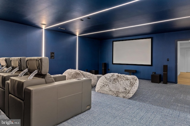 view of carpeted home theater