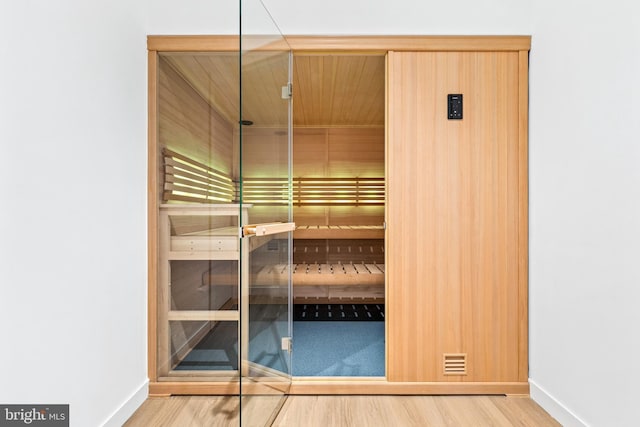 view of sauna / steam room featuring wood-type flooring