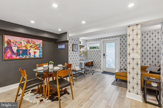 dining room featuring light wood-type flooring