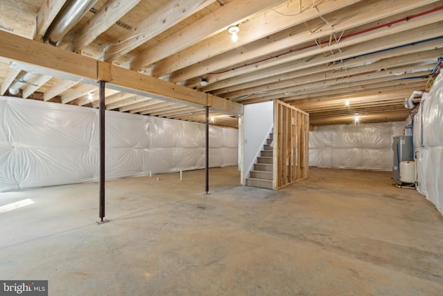 basement featuring water heater