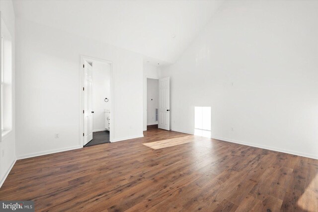 73 King Richard Rd, Berlin, MD 21811 - interior space with baseboards, high vaulted ceiling, and wood finished floors