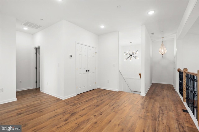73 King Richard Rd, Berlin, MD 21811 - entryway with hardwood / wood-style flooring, a chandelier, baseboards, visible vents, and recessed lighting